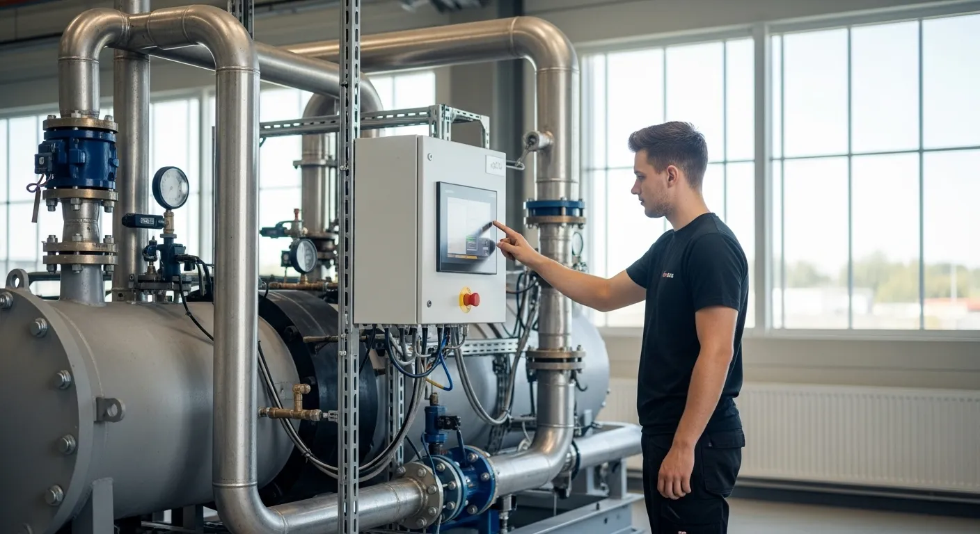 retest refroidisseur eau glacée, réglage paramètre chiller, validation sécurité groupe froid, rapport technique dépannage froid, relance production froid 77